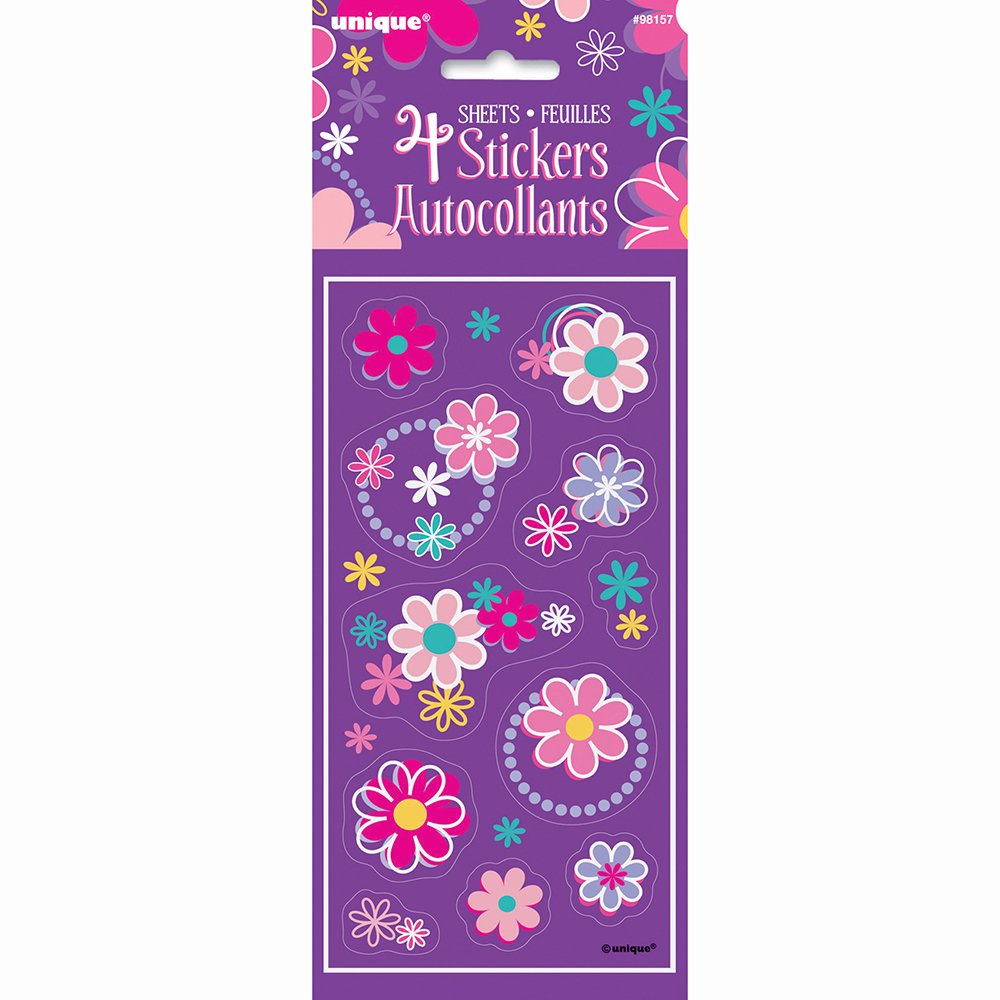 Blossom Birthday Sticker Sheets - Assorted Designs, 4 Pcs
