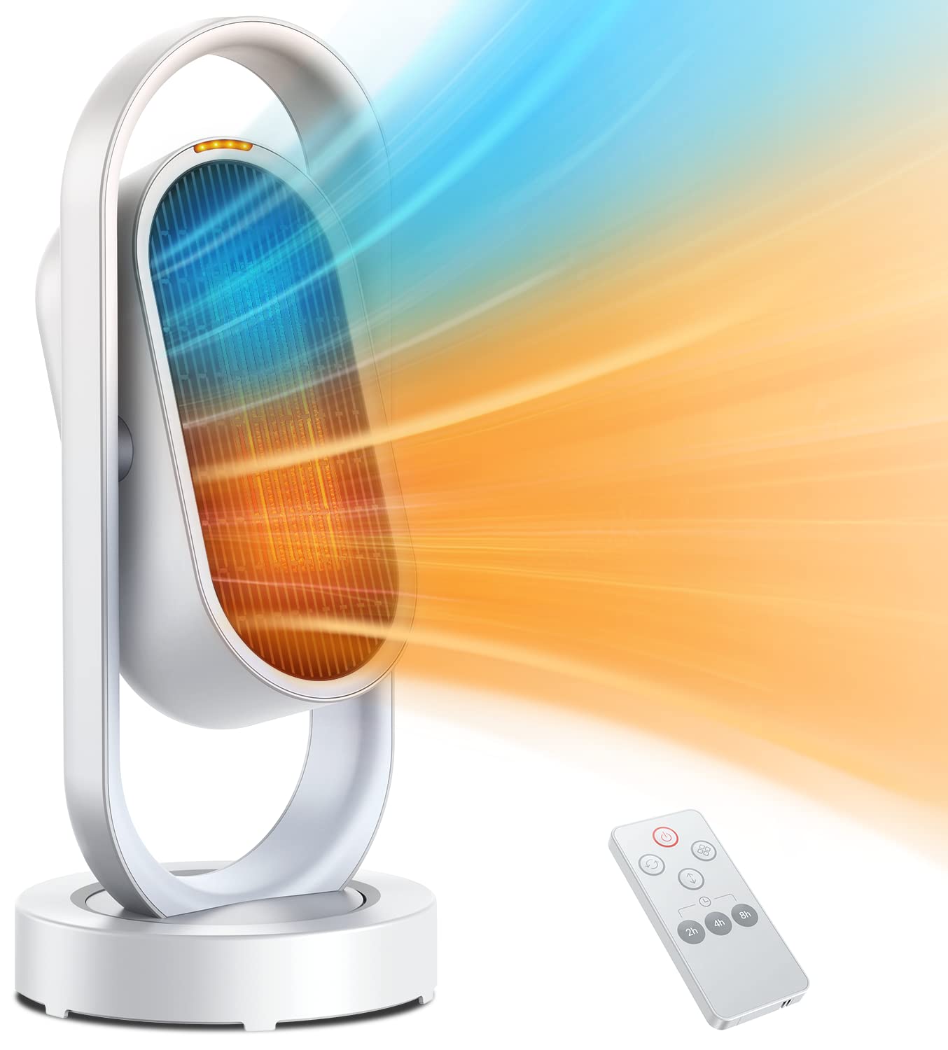 DesertWest Space Heaters for Indoor Use, 135° Wide Oscillating Electric Heater Fan with 3 Modes, Remote, 8 Timer, 1S Instant Heating, Tip-over Protection, Infrared Ceramic Heater for Home, Office