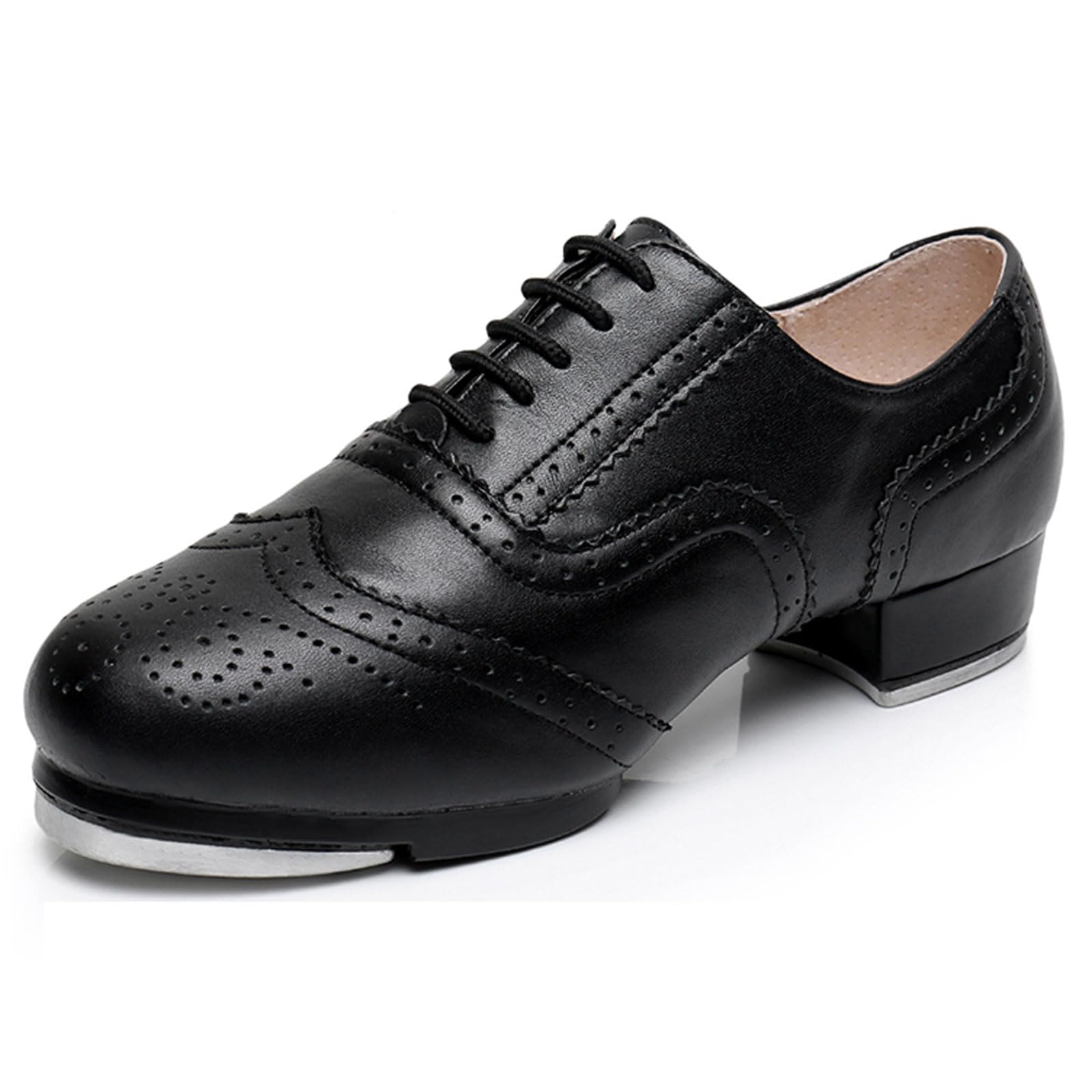 Serendipitouswhisper Men's Black Tap Dance Shoes,Easy Strap Tap Dance Shoes,Comfortable Retro Style,Tap Shoes For And Wo For Everyday Training And Performance