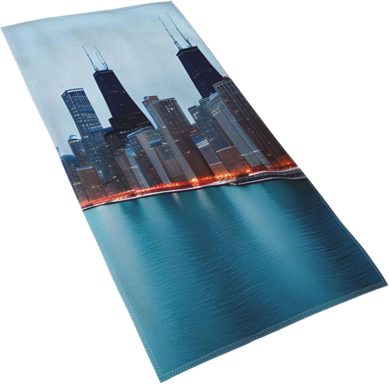 Chicago Print Hand Towels for Kitchen, Decorative Bathroom Towels Decor Farmhouse Cute for Men Women Gifts