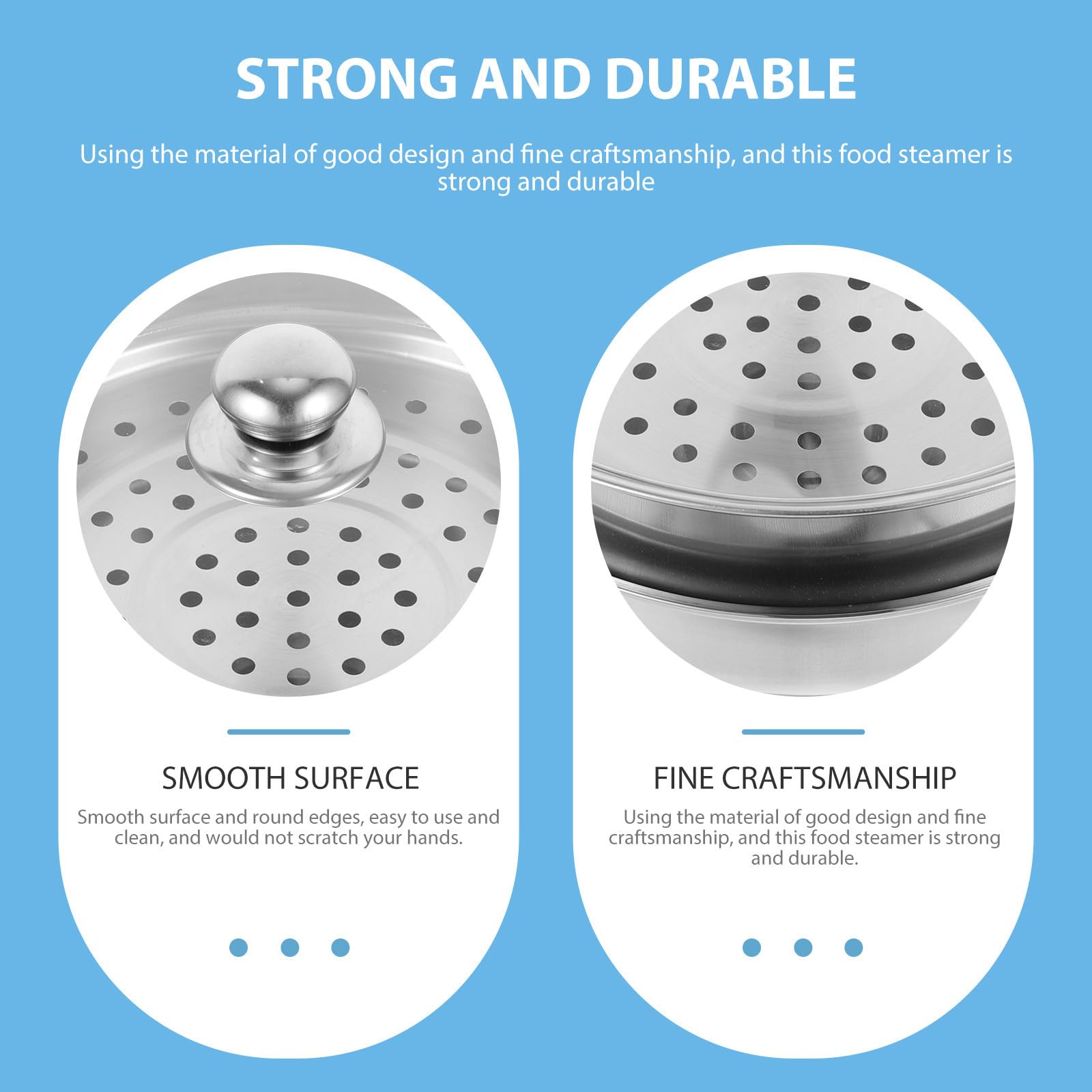 Vaporera de alimentos de doble capa de acero inoxidable, olla de vapor con diseño de asa, para cocinar y calentar alimentos en la cocina