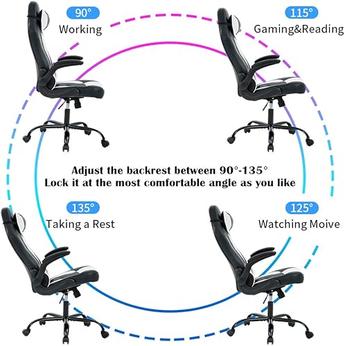 Miniatura 6 de Silla de juegos, silla ergonómica de escritorio para computadora, respaldo alto, silla de oficina, soporte lumbar de masaje, cómoda silla de