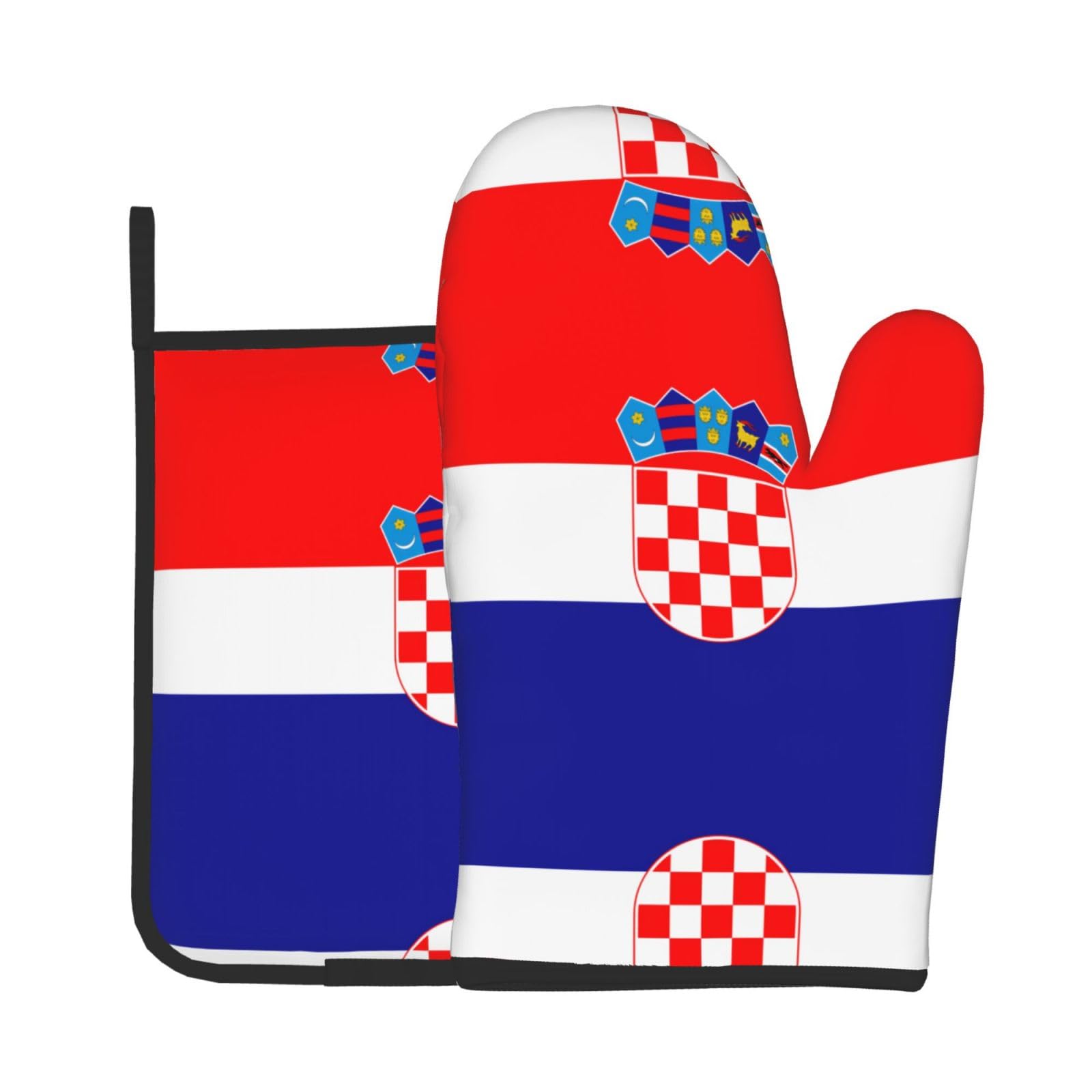 Oven Mitts and Potholders Set of 2 for Kitchen Baking Cooking GrayRepublic of Croatia Flag Thick and Durable