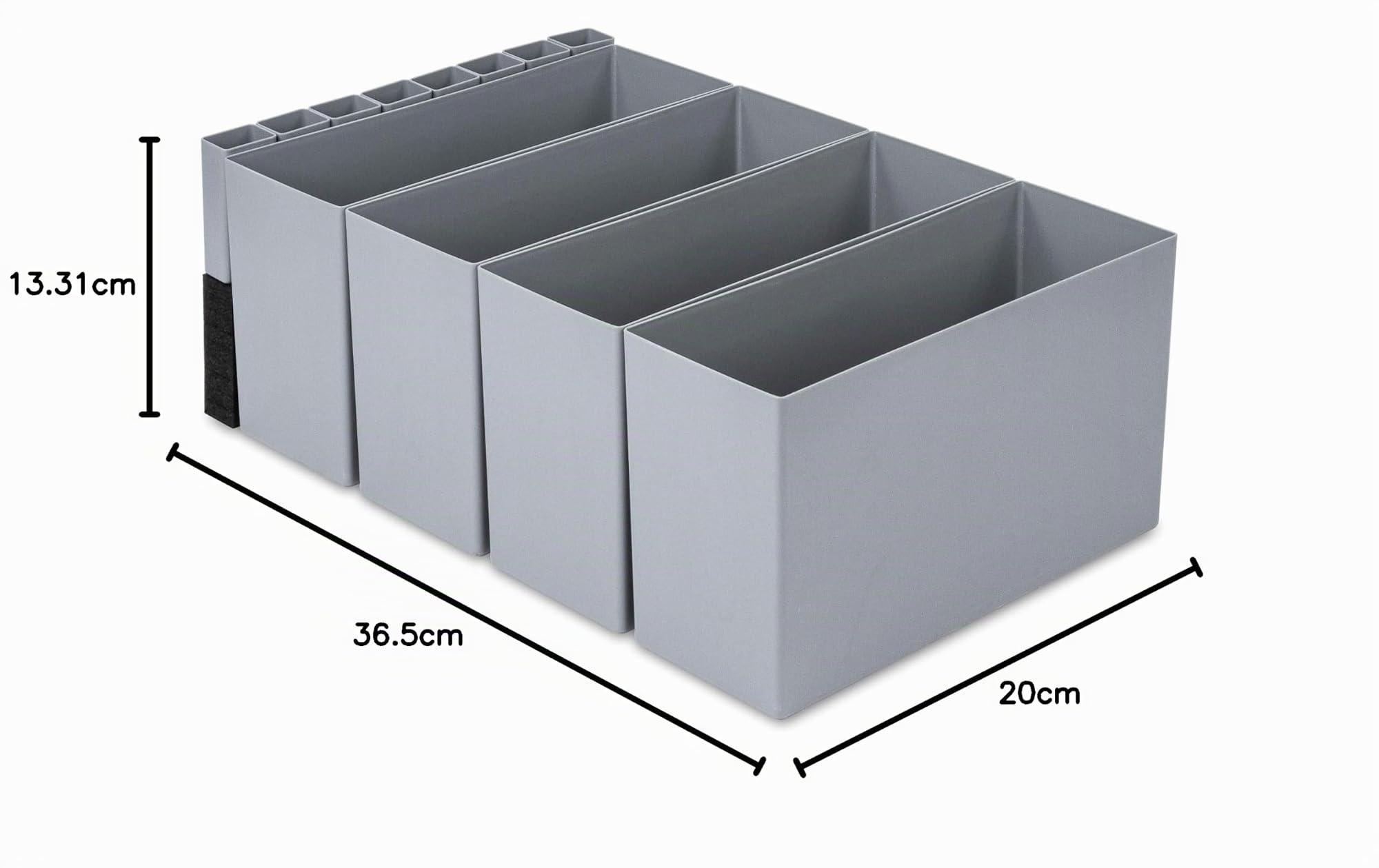 aidB NextGen Einsatzkasten Set 1/4 Unterteilung, 600 x 400 x 220 mm, ideal als Einsatz für Schubladen und NextGen Euroboxen