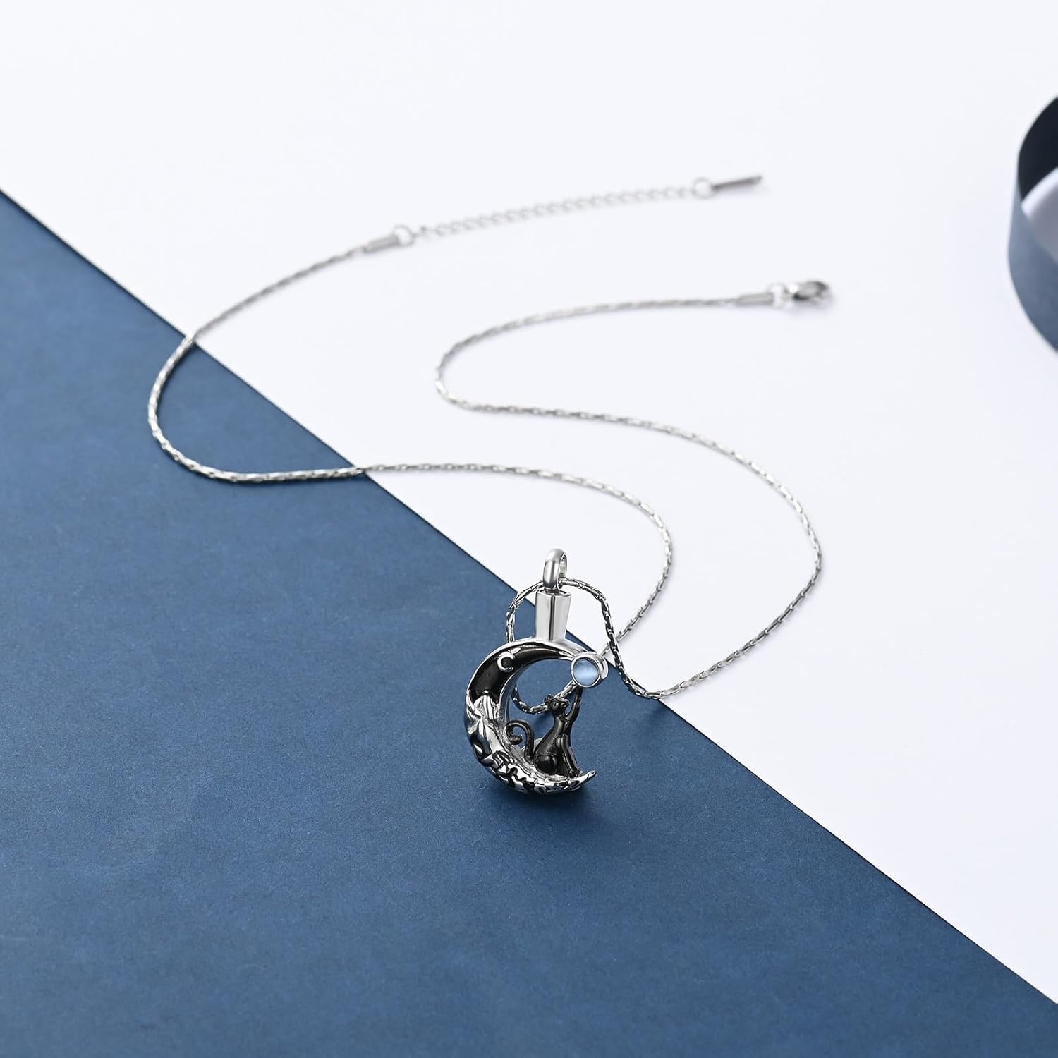 Pet Cremation Rabbit Memorial Necklace Silver Paw Print Ashes Necklace