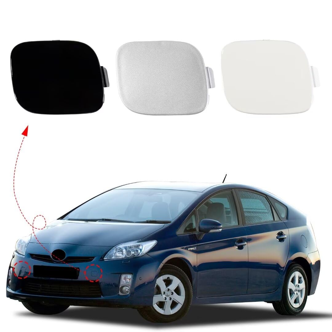 Car Front Bumper Tow Hook Cover Cap Towing Eye Fit for Toyota Prius 2009 2010 2011 2012 2013 52128-47010 52127-47020(White, Right Passenger Side)