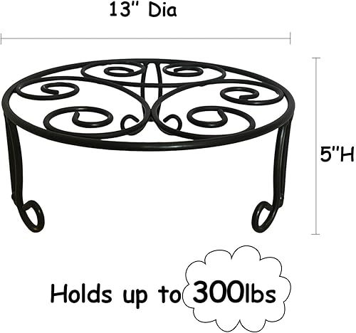 Miniatura 2 de Paquete de 2 Soportes Metálicos para Plantas de 13 Pulgadas de Diámetro para Plantas Grandes de Interior y Exterior, Soporte de Macetas Resistente