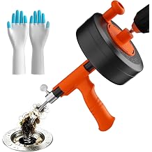 Drain Snake, 25ft Flexible Drain Auger With Drill Adapter, Plumbing Unblocking Hand Auger, Manual Or Powered for Shower & Bathtub Clogs-NOT auto retract or feed