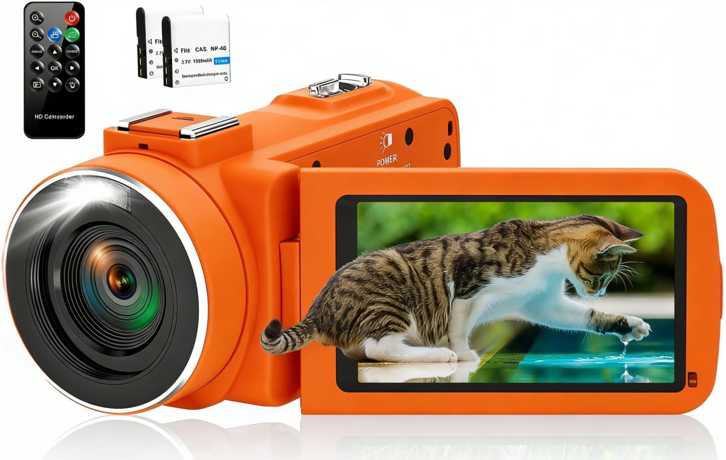 2.7K 48MP 30 FPS Camcorder Video Camera Digital Camera 16X Digital Zoom 3.0'' Flip Screen YouTube Vlogging Camera with Remote Control and 2 Batteries, Orange
