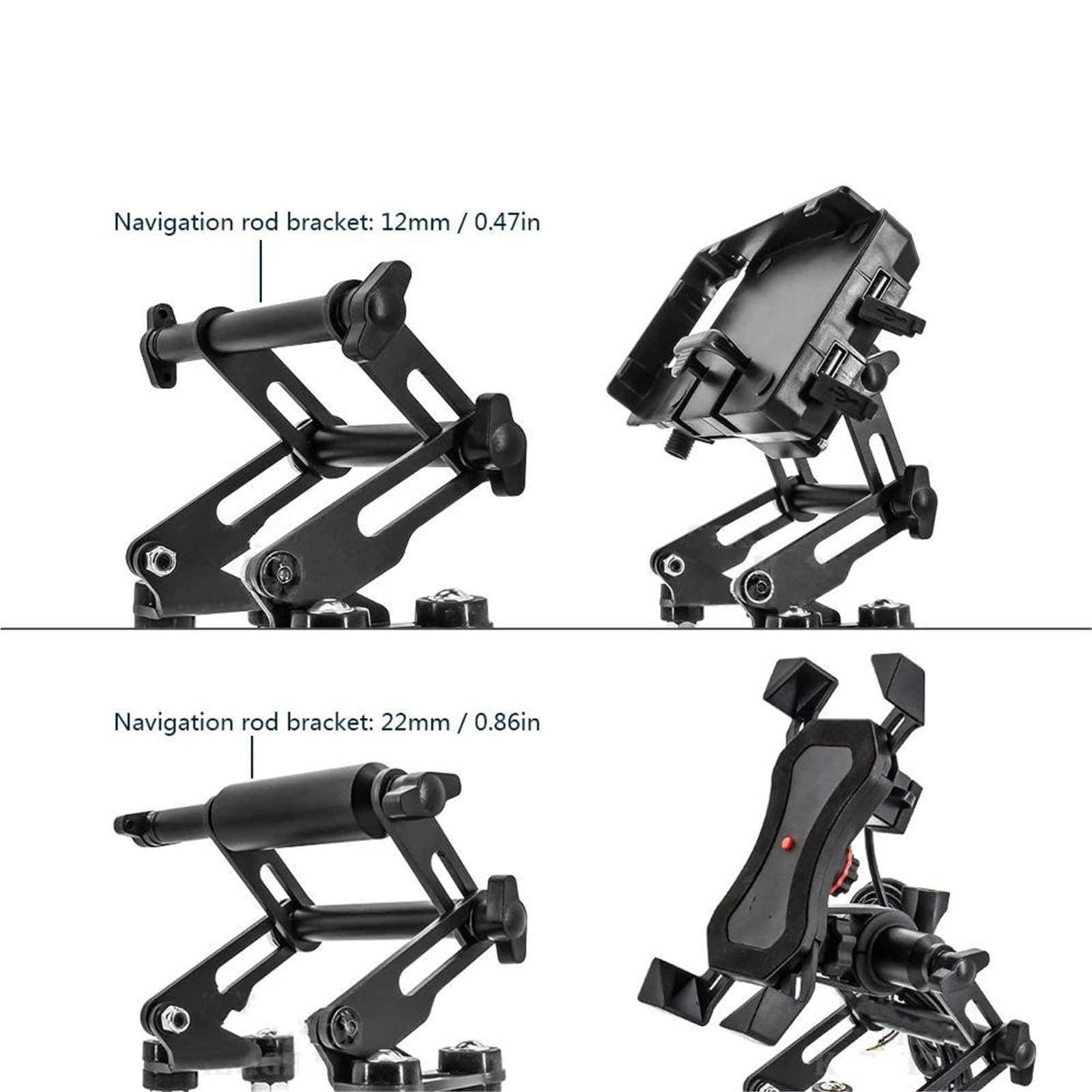 Soporte Extensible Ajustable para Teléfono Y Navegador GPS para Motocicleta, Compatible con para B&MW F700GS, F800GS, F650GS, G650X Y F800R. Soporte Placa Navegación GPS Teléfono Móvil(1-22MM)