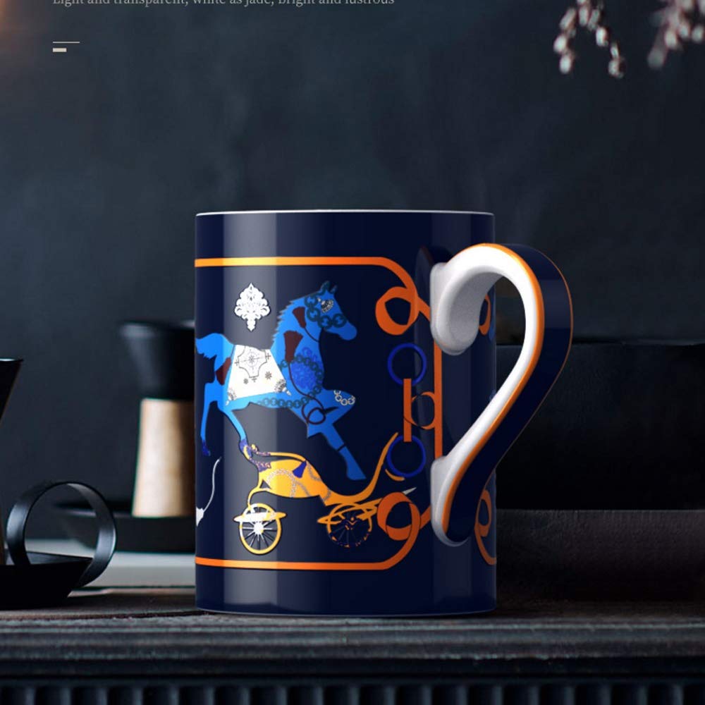 L-entcy Personalized Ceramic Coffee Mug Cappuccino Cup Fresh Coffee Tea Ceramic Cup Unique Super Fun Way To Drink Your Favorite Drink Mug Embossed Steed Coffee Cup Milk Cup Creative Cup Gift Box Birth