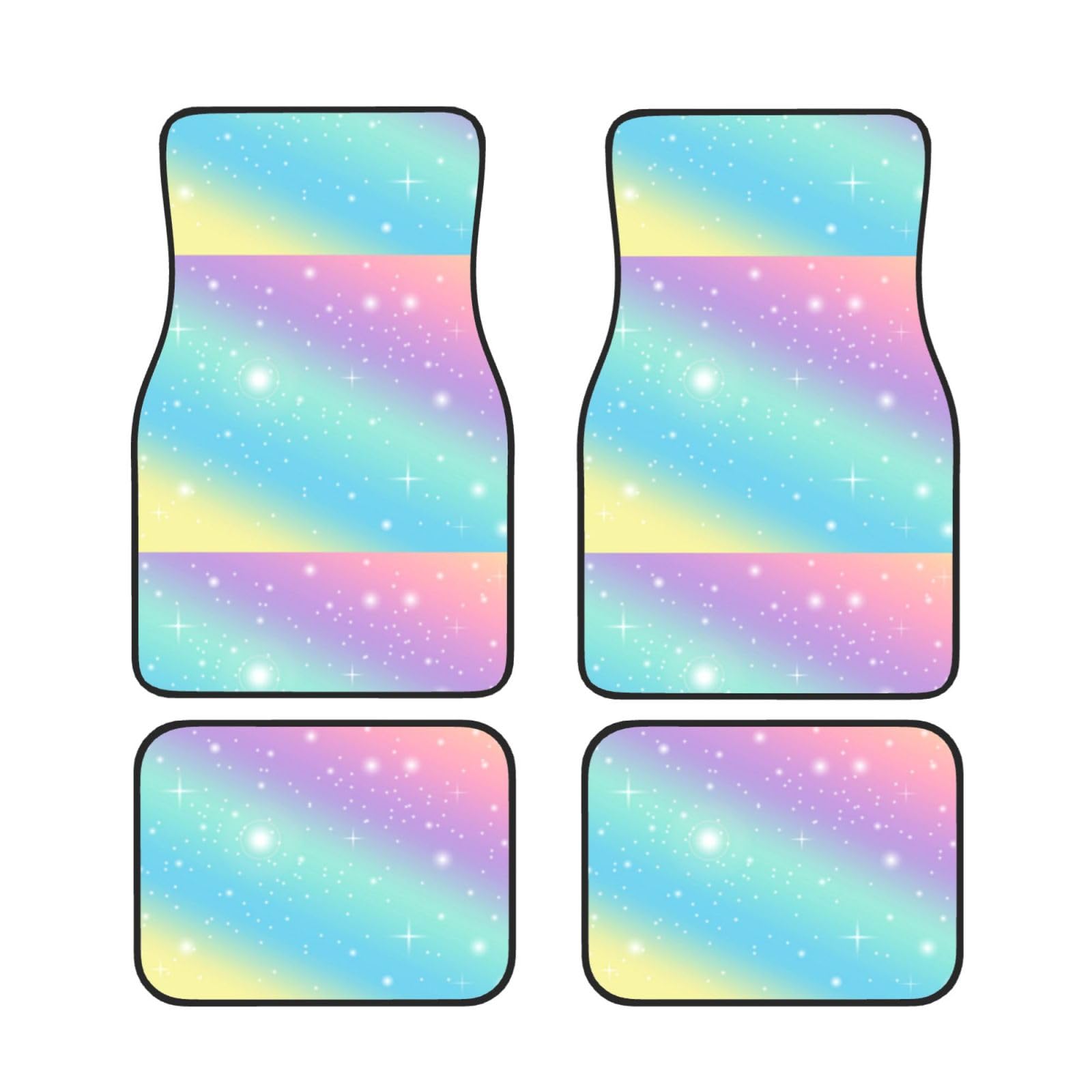 Juego de 4 alfombrillas para coche lavables con estampado de arcoíris pastel 7