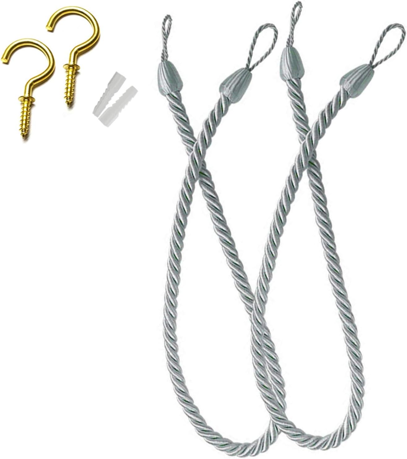 Quanyuchang Set of 2 Curtain Ropes Tiebacks TieBacks with 2 Metal