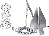 SajoSolid 10 lb Heavy Duty Galvanized Danforth Fluke Anchor Kit with Chain, Shackles & 100ft Rope for 16-26ft Boats