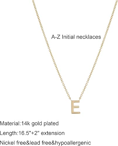 Miniatura 5 de Collares con inicial para mujer, chapado en oro de 14 quilates, delicado collar de letra de oro pequeño, collar con dije de inicial pequeña