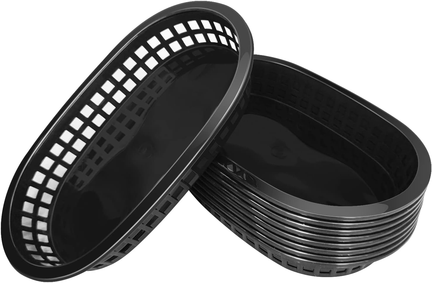 RAOOKIF 9 Pcs Fast Food Basket for Serving, Black 9.25" x 6