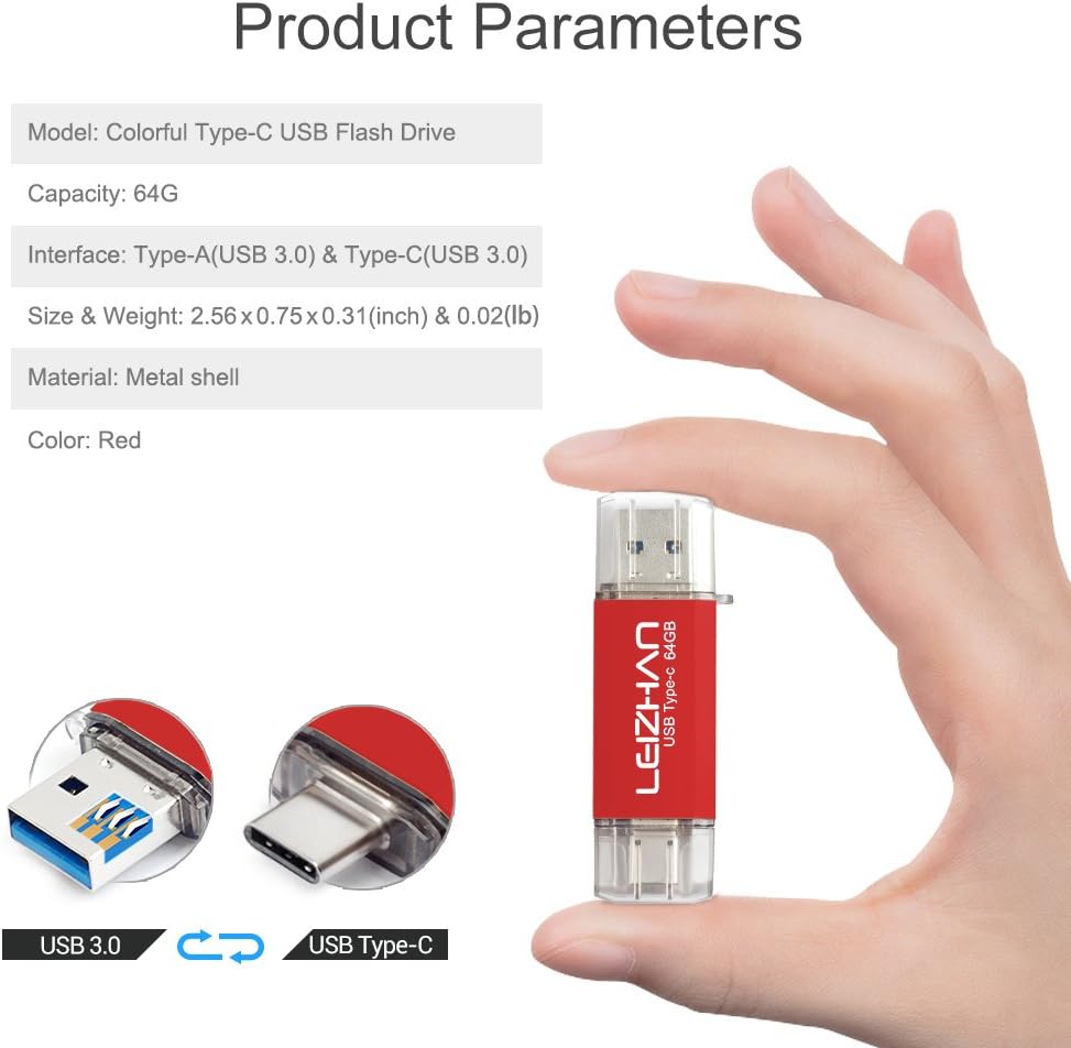 One-Day Sale: Up to 70% Off leizhan 256GB USB C Flash Drive, Type C Phone Picture Stick for Huawei P30 P20,Samsung Galaxy S10, S9, S8,LG G6, Google Pixel XL