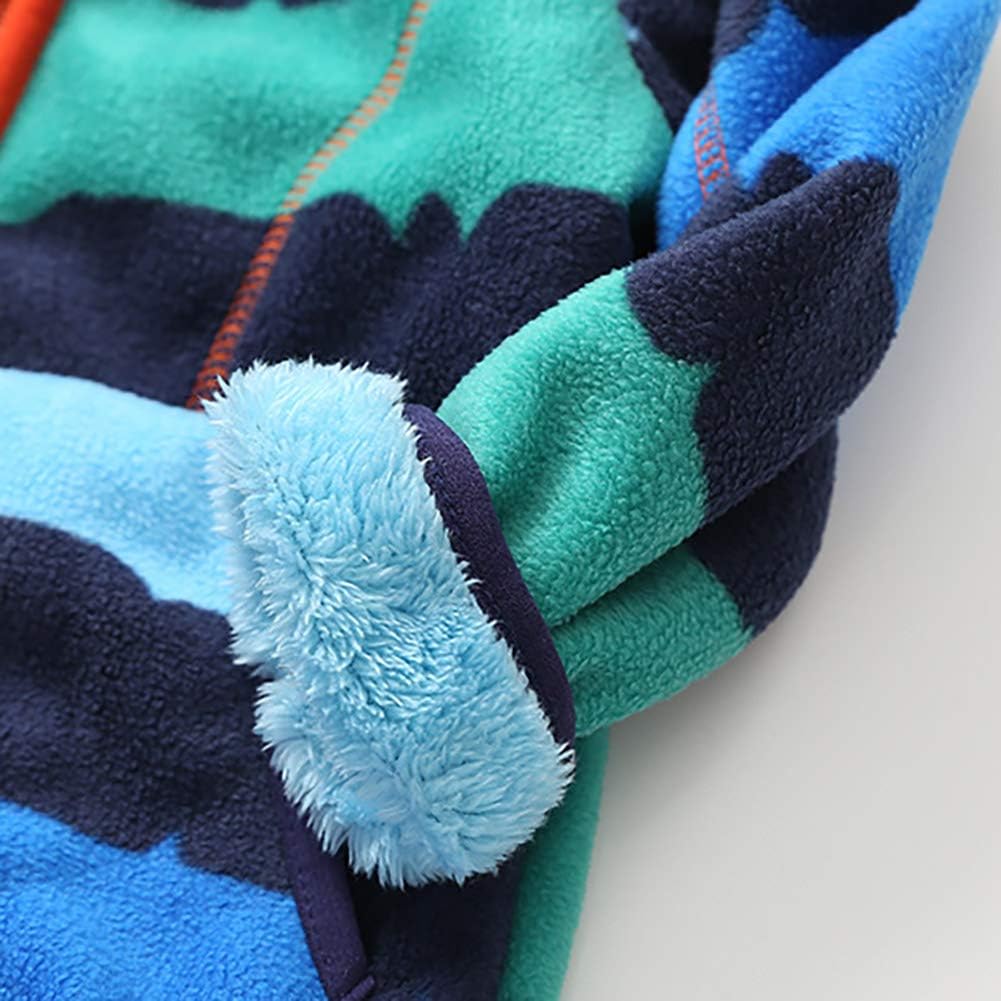 Boys Clothes Fall Winter Warm Stripe Zipper Fleece Hoody