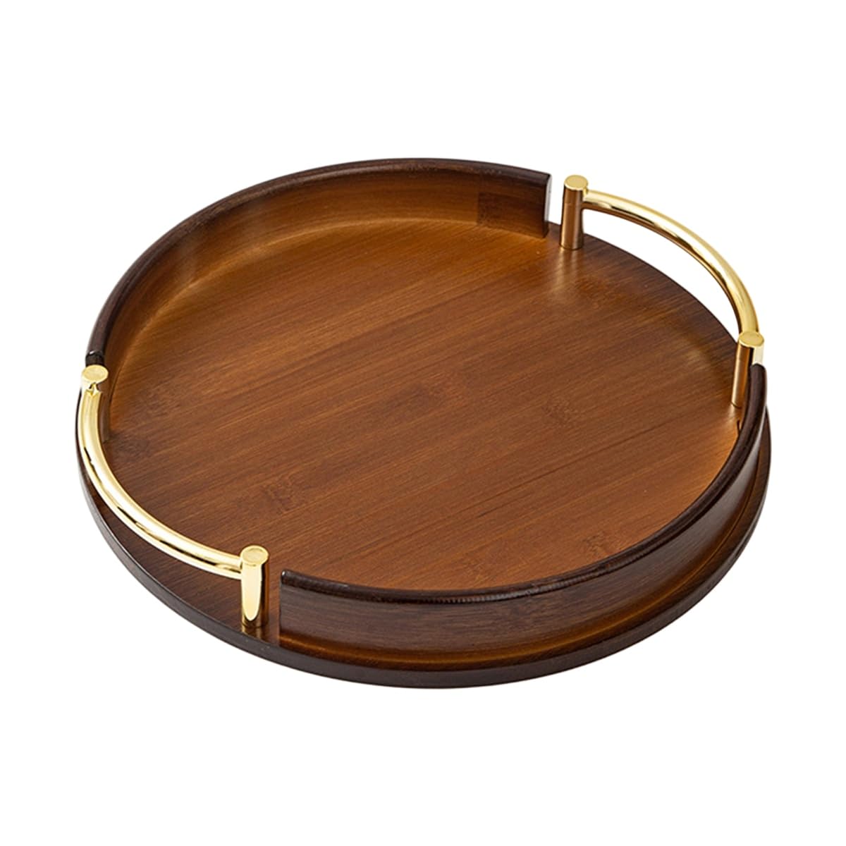 IJSDNVJNDX Light Luxury Home Kitchen Round Bamboo Tray Portable Fruit Snack Tray Home Restaurant Tea Set Small Tray M
