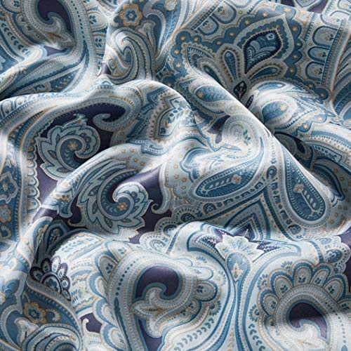 Hlc.me Paris Paisley Decorative Print Damask Pattern Thermal Insulated Blackout Energy Savings Room Darkening Soundproof Grommet Window Curtain Panels For Bedroom - Set Of 2 (50 W X 63 L Long, Blue) #TOP5