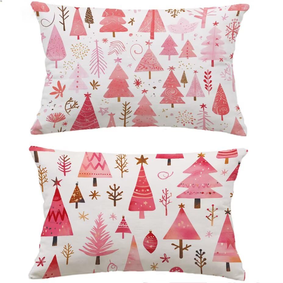 Housse de coussin extérieur aspect lin de qualité supérieure rose 60x90