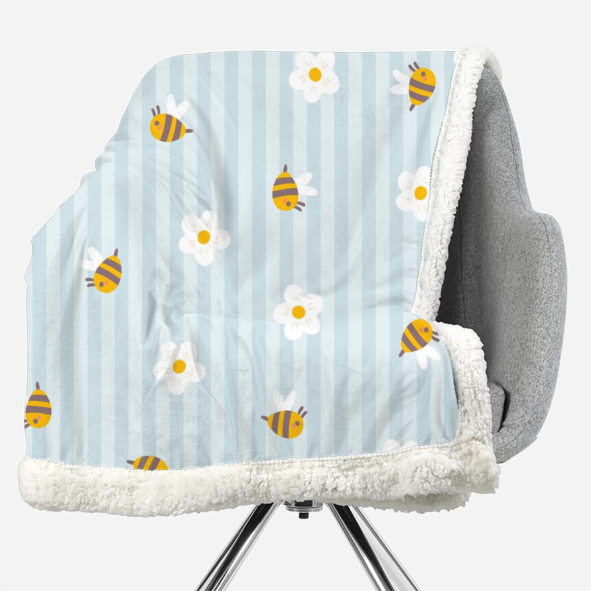 Abeille Couverture de Confort 150x200 cm 3D Plaid Couverture Abeille Microfibre Chaud Doux Jeté de Canapé Moelleux et Salon Chambre Sherpa Blanket（Style 263-9）