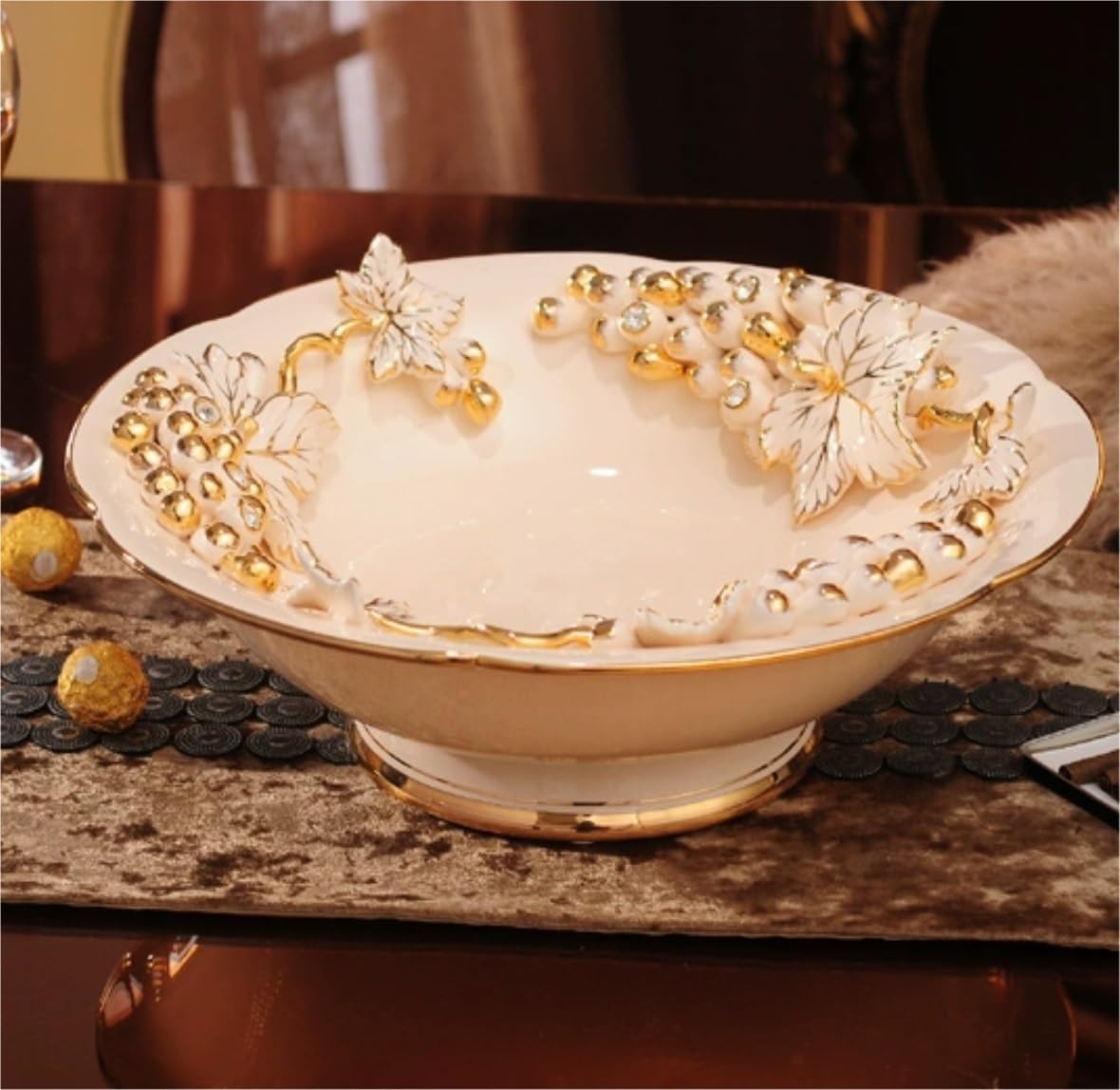 フルーツバスケット フルーツボウル モダンなフルーツディッシュ セラミック ダイニングテーブル キッチンカウンター用 ナッツ、キャン