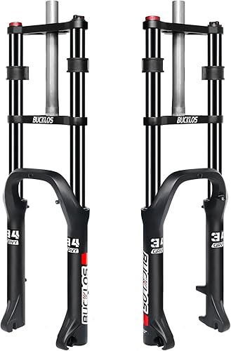 BUCKLOS 20 pulgadas 4.0 Fat Tire Bike Suspension Tenedor, 7.087 in Travel 5.315 in Spacing Hub 0.354 in QR Ebike Oil MTB Fat Fork, Doble Corona