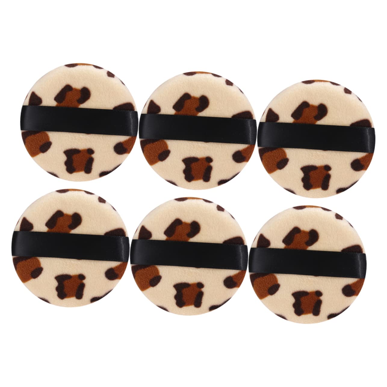 Angoily 6pcs Cosmetics Powder Puff Leopard Design Makeup Puff for Powder Application