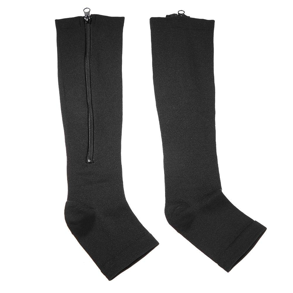 Compression Socks Sports Calf Knee Support Open Toe Knee Length Zipper