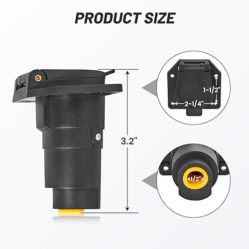 Miniatura 3 de MECMO Conector de arnés de cableado de remolque de hoja de 7 pines, extremo hembra lateral del vehículo de camión, enchufe de remolque de 7 vías,