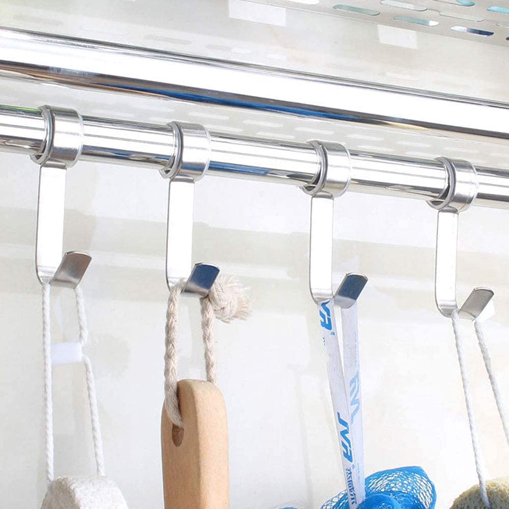 LYGXWJFC Toallero Toallero montado en la Pared, sin perforación, toallero de Acero Inoxidable con Estante Doble y Tapa Pulida Plateada Impermeable a Prueba de Herrumbre, toallero para baño, Barra,