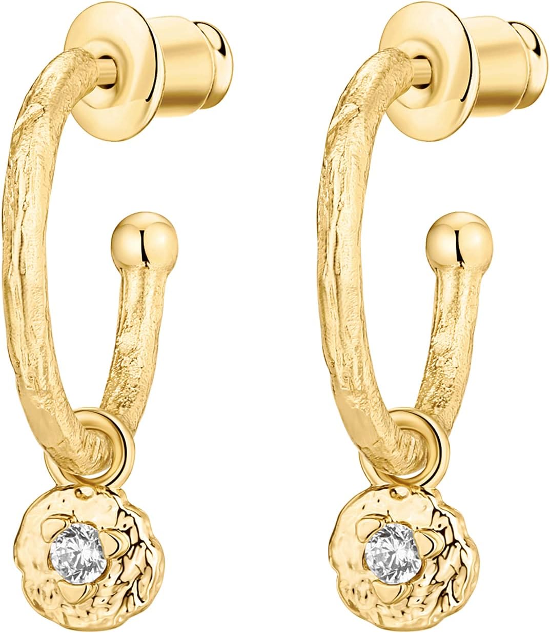 PAVOI 14K Gold Plated 925 Sterling Silver Post Huggie With Dangle | Butterfly, Evil Eye, Hamsa, Pearl Hoop Earring For Women | Trendy Dangle Hoop Earrings - Image 3