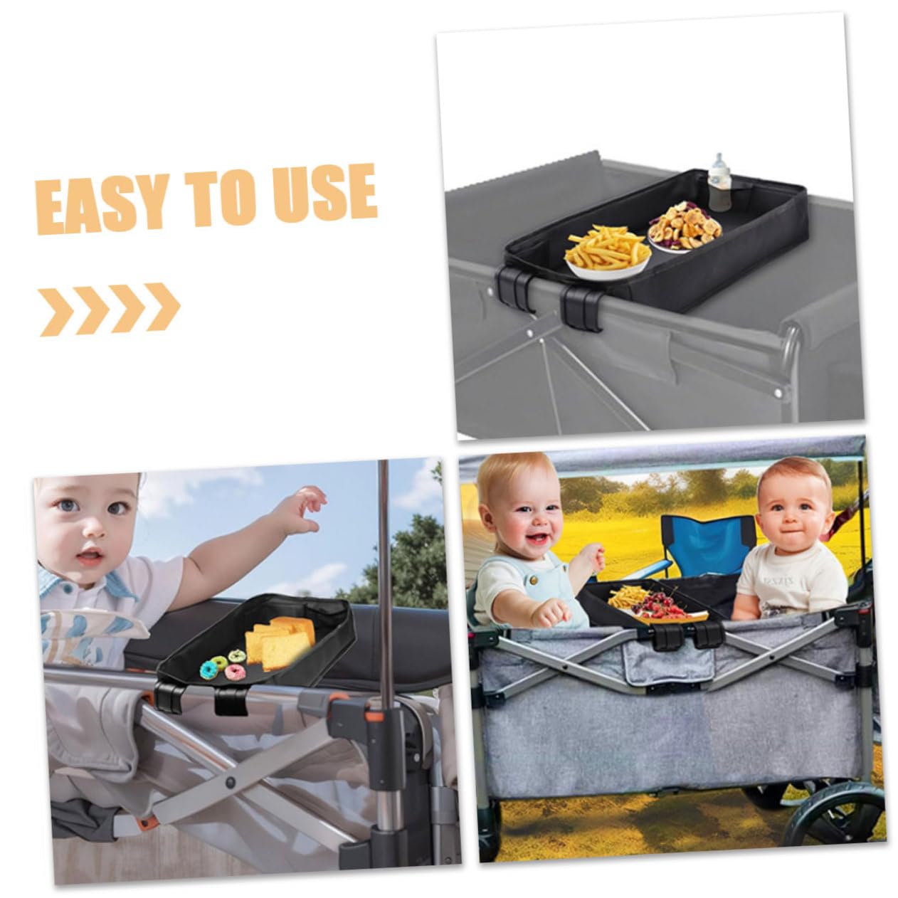 SHOWERORO Vassoio Per Snack Per Passeggino Attacco Per Telefono Portabicchieri Accessorio Per Organizer Per Vassoio Snack Per Passeggino Nero Xl