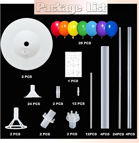 Miniatura 2 de Juego de 2 columnas de globos con globos incluidos torre de globos con soporte base y poste decoración de fondo para bodas baby shower fiesta de