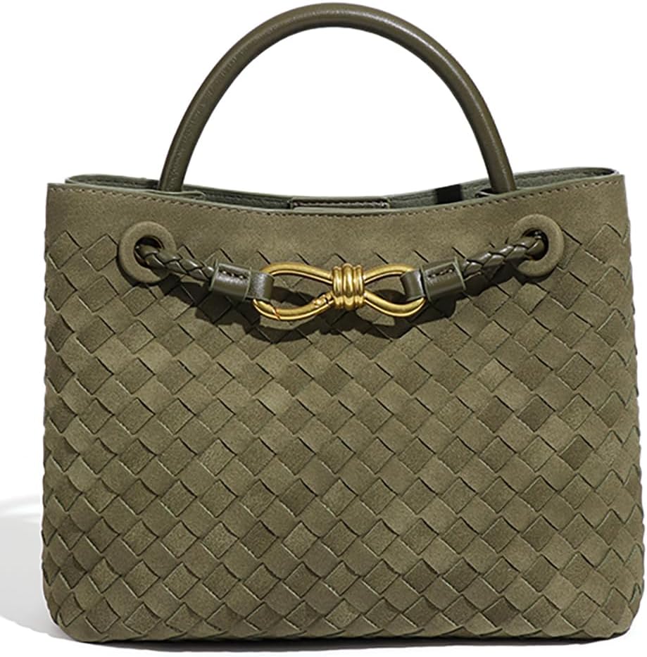 Suede Woven Tote Bag for Women PU Leather Hobo Bags Casual Crossbody Purse Shoulder Satchel Bag Top Handle Tote Handbag