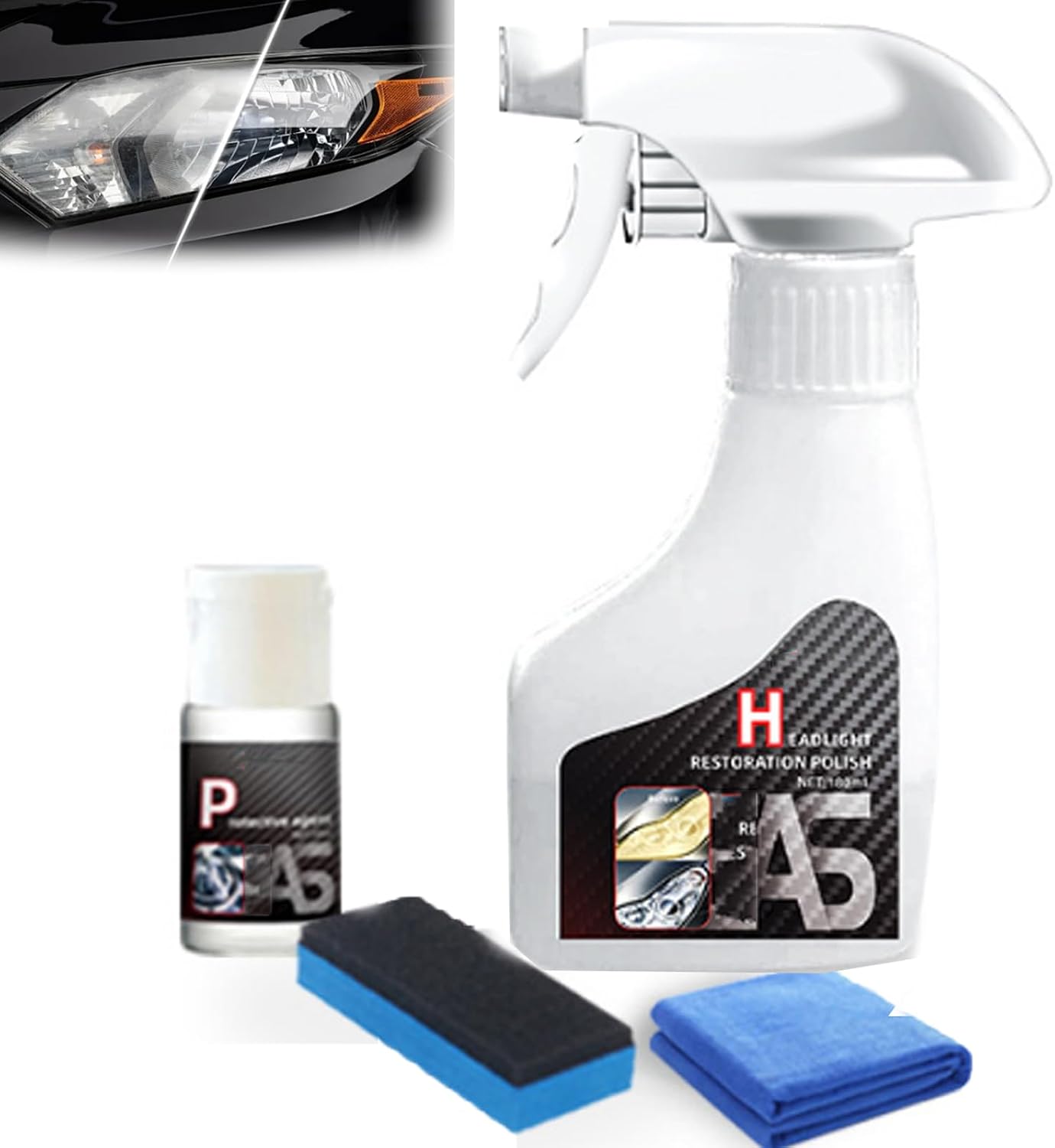 Q4 Headlight Restoration, Head Light Cleaner for Cars, Headlamp Cleaner Restoration Kit, Limpiador De Focos De Carro, Suitable for All Car Models (1PCS)