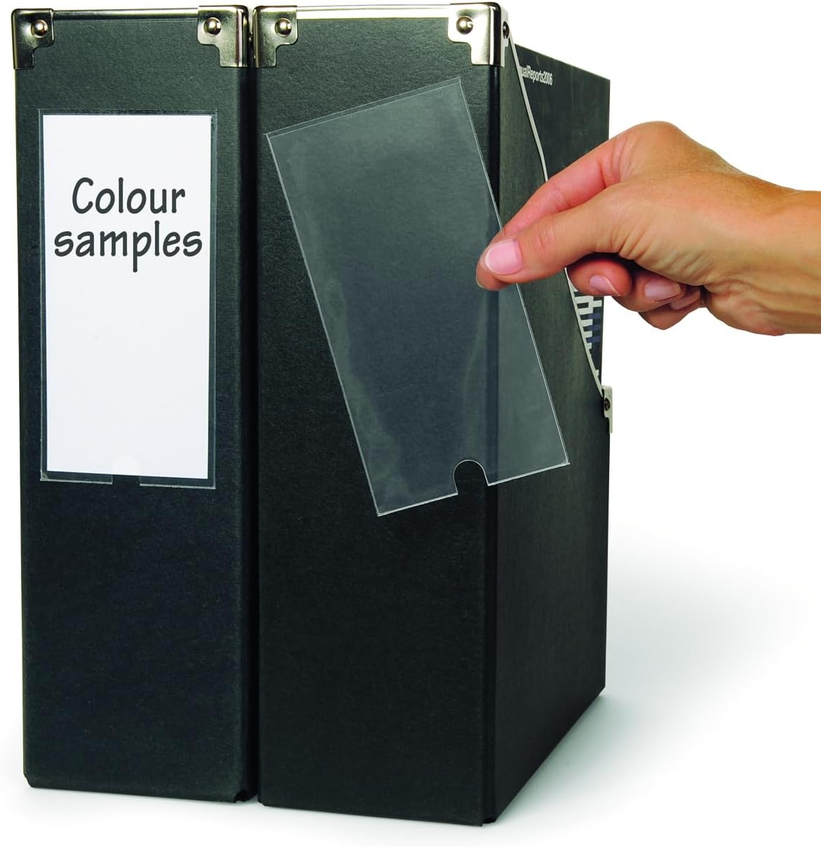 3L Label Holders Polypropylene Self-Adhesive with Inserts 55x150mm Ref 10340 [Pack of 6]