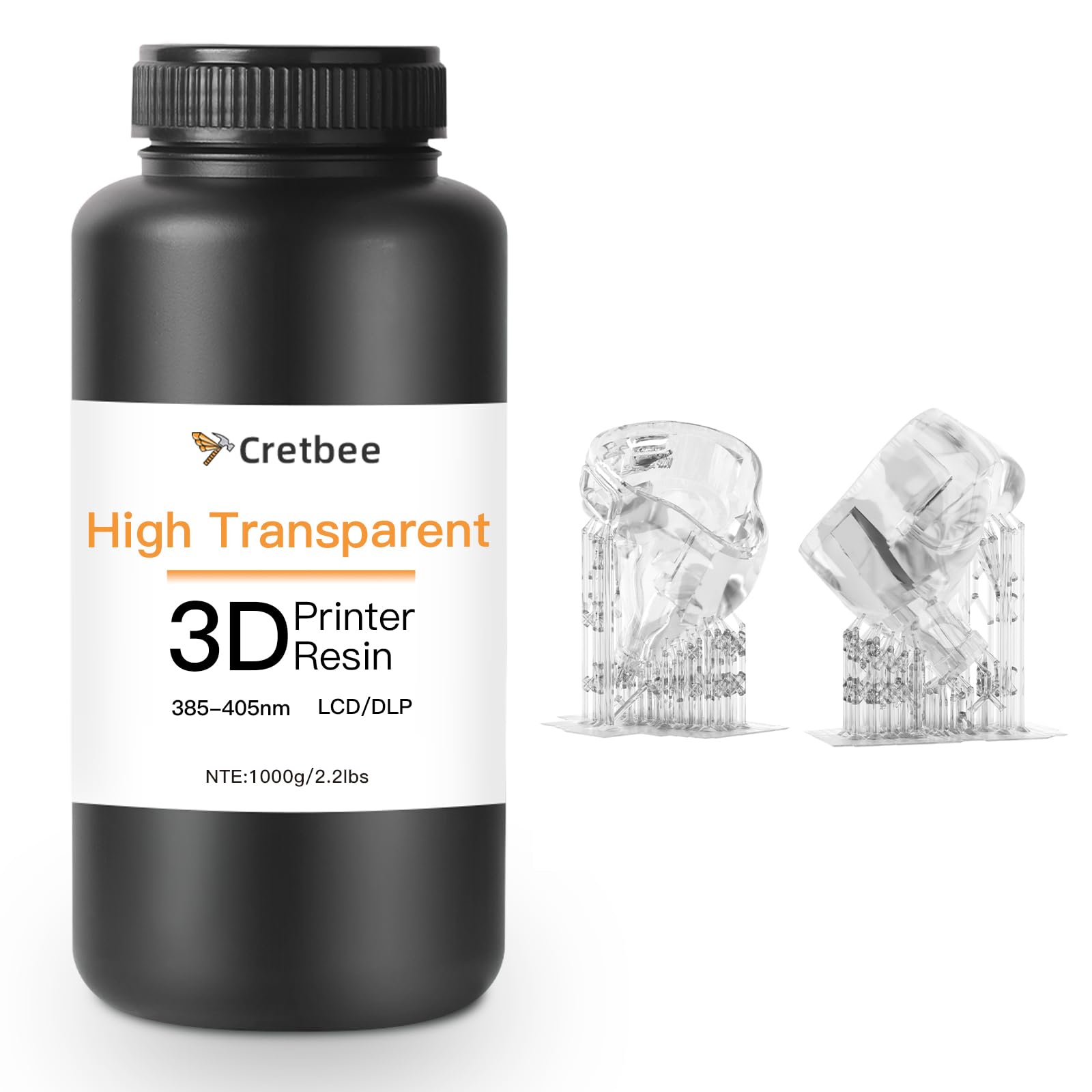 Resina di stampa 3D ultra trasparente - Alta trasparenza, basso ingiallimento, 385 nm resina fotopolimerica per occhiali, cuffie e artigianato, rapido indurimento UV per stampanti 3D DLP/LCD