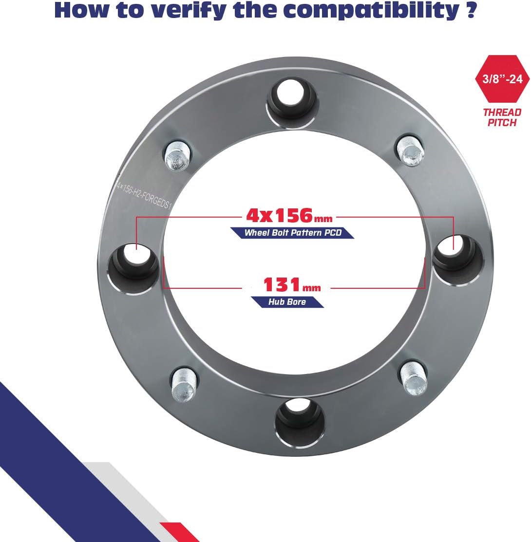 Bіg Sаlе KSP 4x156mm Wheel Spacers Fit For Polaris Ranger RZR Xplorer Sportsman 400 500 600 700 800, 2(50mm) Thickness with 3/8-24 Studs 131mm Hub Bore for Kawasaki 300B Lakota KSF 250 KXT 250
