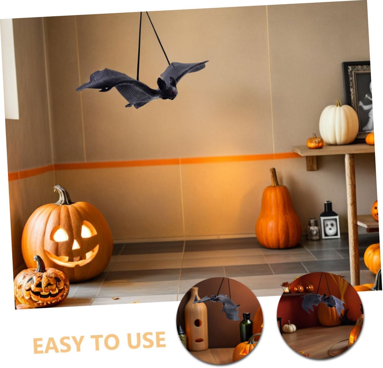 TIDTALEO 8pcs Halloween Bat Hanging Decorations, Realistic Plastic Simulation Flying Bats Pendant Set for Indoor Outdoor Festive Party and Yard Décor