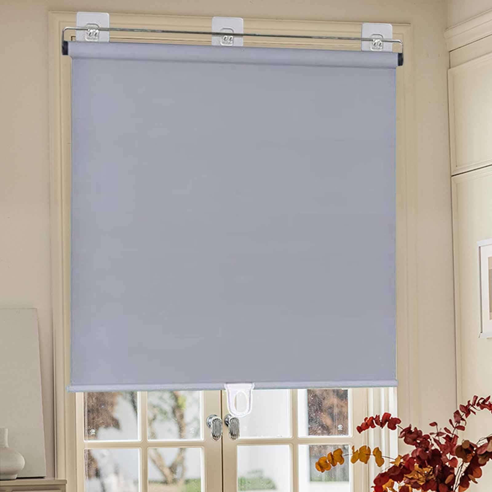 DZHTUF Suction Cup Roller Blinds,Blackout Roll Up Blinds,50cm 60cm 80cm 90cm 105cm,Retractable Balcony Sunscreen Shades,Lightweight Cordless Curtains,Fabric Window Shades,Grey-70x200cm/28x79in