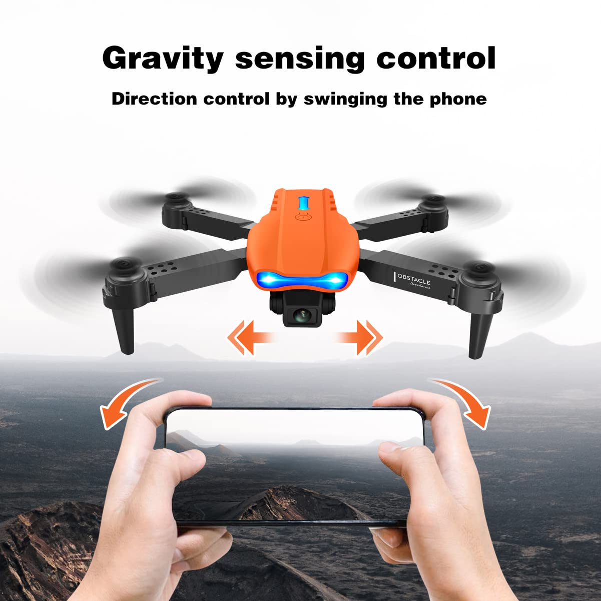 Droni RC Pieghevoli con videocamera HD per Adulti, Mini Drone RC con videocamera, evitamento Ostacoli su Tre Lati, modalità Senza Testa, commutazione Doppia videocamera 4k, sensore di gravit