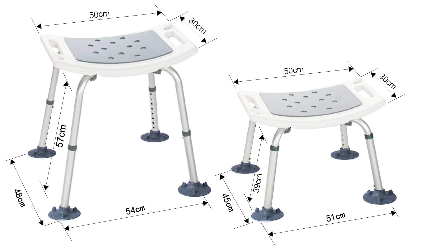 Adjustable Bath Chair,Höhenverstellbar Duschhocker, Anti-Rutsch Badsitz Duschhilfe Duschsitz,150KG Kapazität