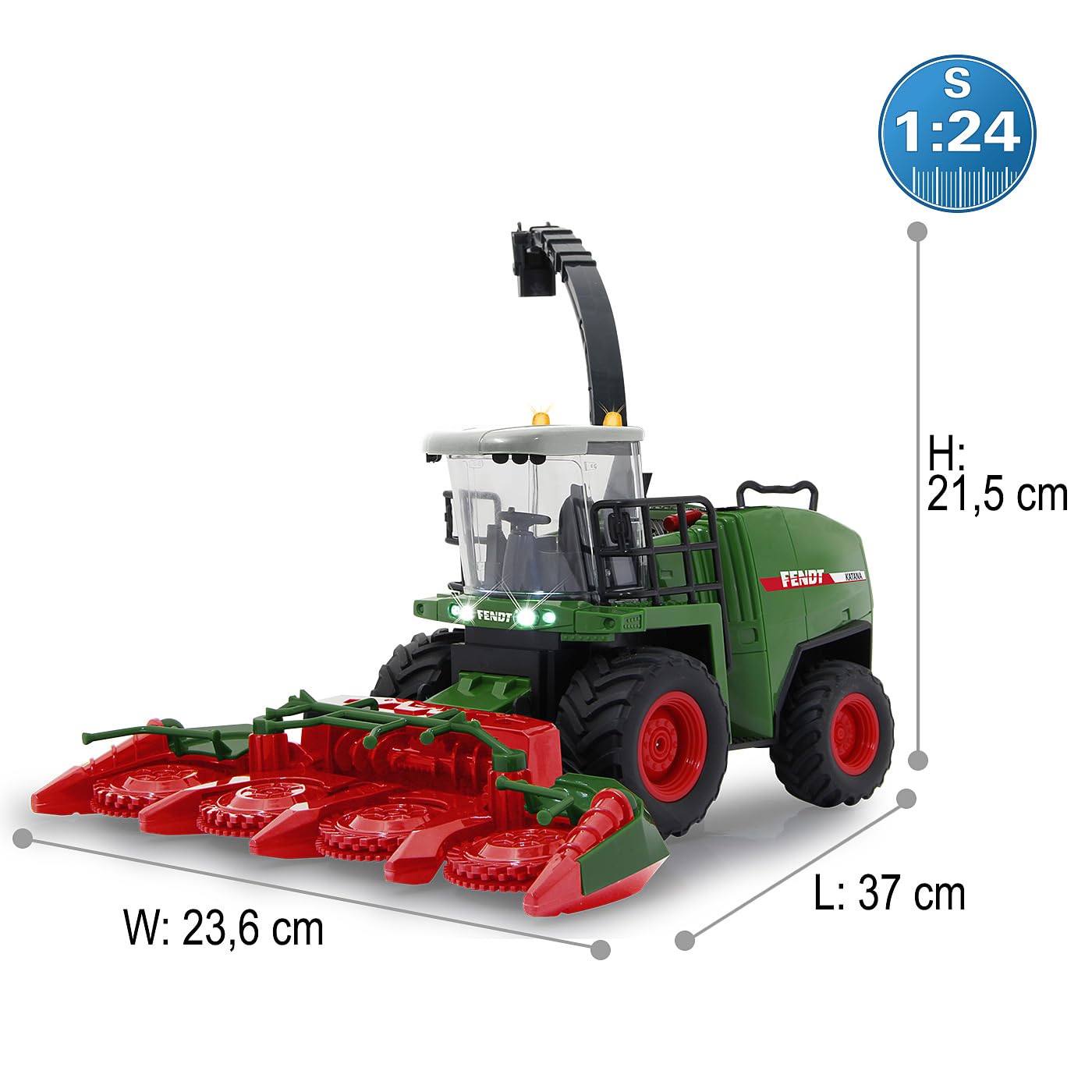 JAMARA 405315 Fendt Katana RC 1:24S - traktor Fendt zabawka, zdalnie sterowany traktor RC dla dzieci, model pojazdu rolniczego, prezent dla dzieci, światło