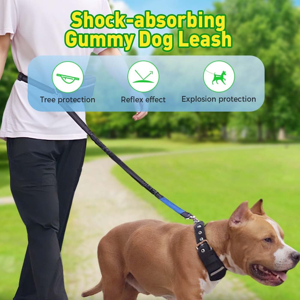 Dog Leash Hands Free with Zipper Pouch, Waist Dog Running Leash with Dual Handles and Bungee, Dogs Leashs Around Waist for Walking Jogging Hiking for Medium and Large Dogs (Pink)