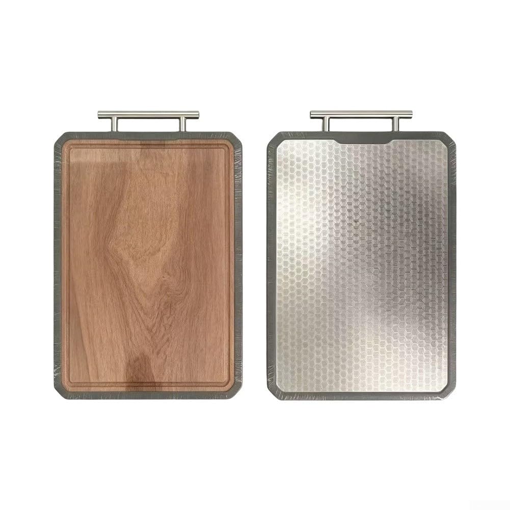 Tagliere in ebano massiccio per legno, grande, 42 x 32 cm, tagliere da cucina su entrambi i lati, anti-schegge, per carne, verdura, frutta, robusto tagliere da portata