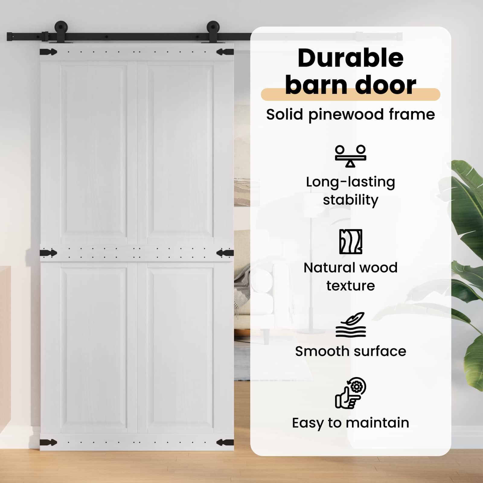 vidaXL Porta del fienile Corona 100 x 210 cm Legno Massello di Pino, Porta scorrevole elegante, design rustico, divisorio interno resistente, salvaspazio e facile da montare