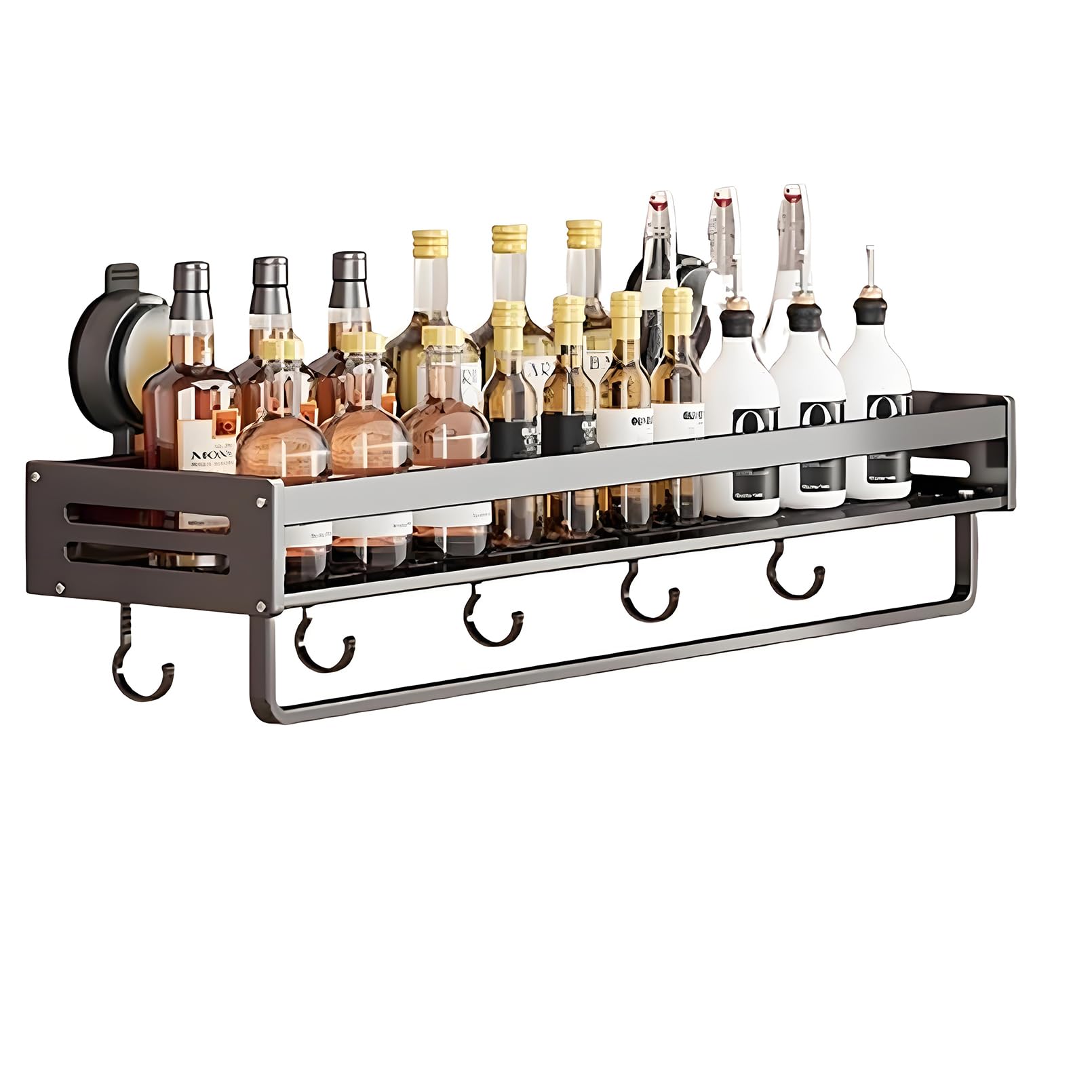 MYUYEE Wall Mounted Kitchen Storage Rack With Suction Spice Shelf For Space Saving And Organization