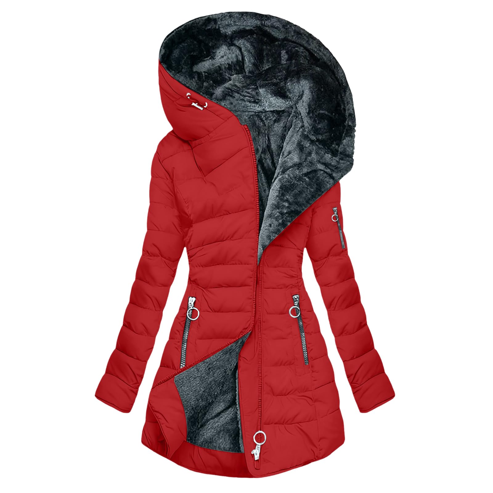 Giubbotto Donna Invernale Lungo Piumino Cappotto Trapuntato Imbottita in Caldo Giacca Unico Giacche Piumini Caldo all'aperto Capispalla Freddo Casual Outdoor Cappotti con Cappuccio Cappotto Cerniera